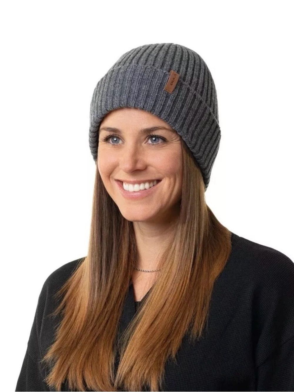 BULA Merino Wool Blend Classic Gray Ribbed Knit Beanie